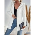 thumbnail image 5 of Women'S Wavy Textured Hooded Jacket Solid Color Patchwork Casual Loose Fit Zip-Up Ivory White XL, 5 of 8