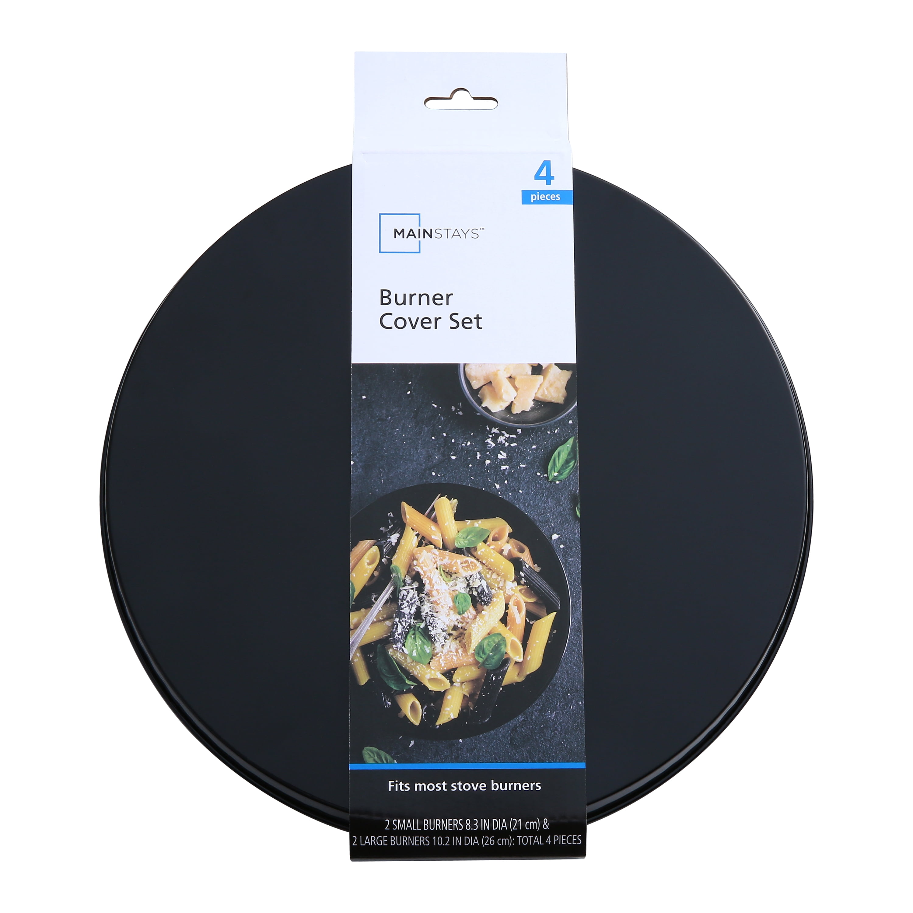 Mainstays Black Carbon Steel Range Burner Cover, 4 Count