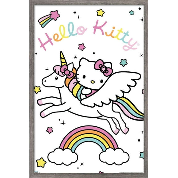 Hello Kitty - Unicorn Wall Poster, 22.375" x 34", Framed