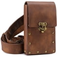 thumbnail image 2 of Belt Pouch Waist Bag Fanny Pack Medieval Vintage Leather Pouch Cellphone Holder Holster Carry Belt Purse Pocket Casual Hiking Festival Renaissance Faire Costume Props Travel Wallet (Brown), 2 of 4