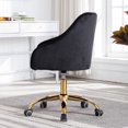 thumbnail image 4 of Swivel Accent Chair, SYNGAR Modern Velvet Fabric Vanity Chair, Comfy Upholstered Leisure Arm Chair W/ Soft Backrest, Home Height Adjustable Office Chair for Bedroom, Living Room, Black, D4362, 4 of 9
