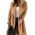 thumbnail image 4 of Autumn Winter Womens Classic Coat Lapel Collar Open Front Belted Long Jacket, 4 of 5