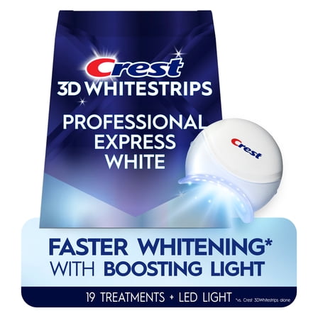 Crest 3DWhitestrips Professional Express Teeth Whitening Kit with Light, 19 Count
