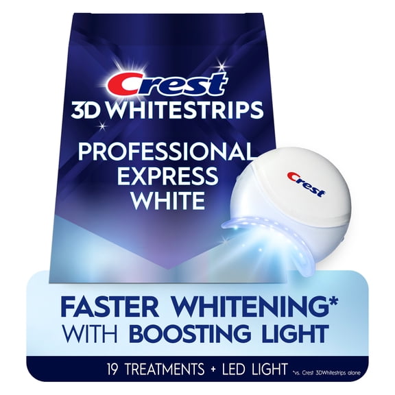 Crest 3DWhitestrips Professional Express Teeth Whitening Kit with Light, 19 Count