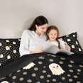 thumbnail image 4 of Feelyou Cute Halloween Ghost Twin Comforter Sets, Kawaii Polkadot Flower Bedding Set, Black Reversible, 2pcs, 1 Comforter and 1 Pillowcase, 4 of 7