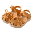 thumbnail image 2 of Sandalias de verano ligeras con suela antideslizante suave para niñas, tamaño 13 cm/21 yardas, color marrón, con punta cerrada, 2 of 8
