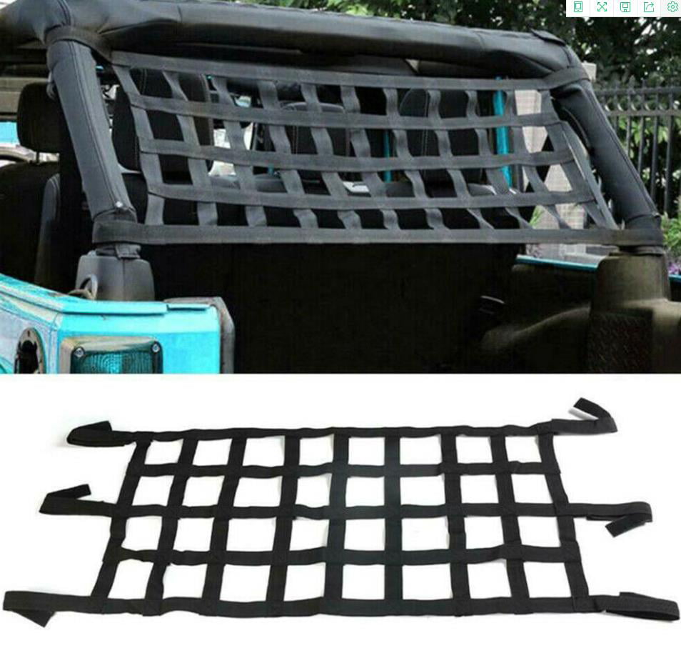 Mesh Cargo Net,Comfort Elastic Auto Roof Hammock Top Rest Bed Net Waterproof Cargo Cover Net For Jeep Wrangler YJ TJ JK JKU JL JLU 1997-2019 