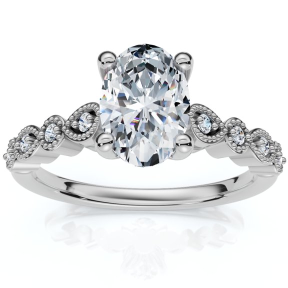 Empire Jewel White Gold Over 14K Silver Diamond Rings - Oval Cut 1.4 Ct VVS1/D Diamond Solitaire Rings - Simple Handmade Wedding Engagement Rings For Women's - Forever Diamond Rings for Women's