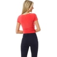 thumbnail image 7 of MixMatchy Women's Second Skin Square Neck Short Sleeve Slim Crop Top Tee, 7 of 7