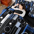 thumbnail image 5 of Manfei Contemporary Abstract King Bedding, Geometric Circle Rectangle King Bed in a Bag, Blue and Black, Black Reversible 7-Piece, 5 of 6