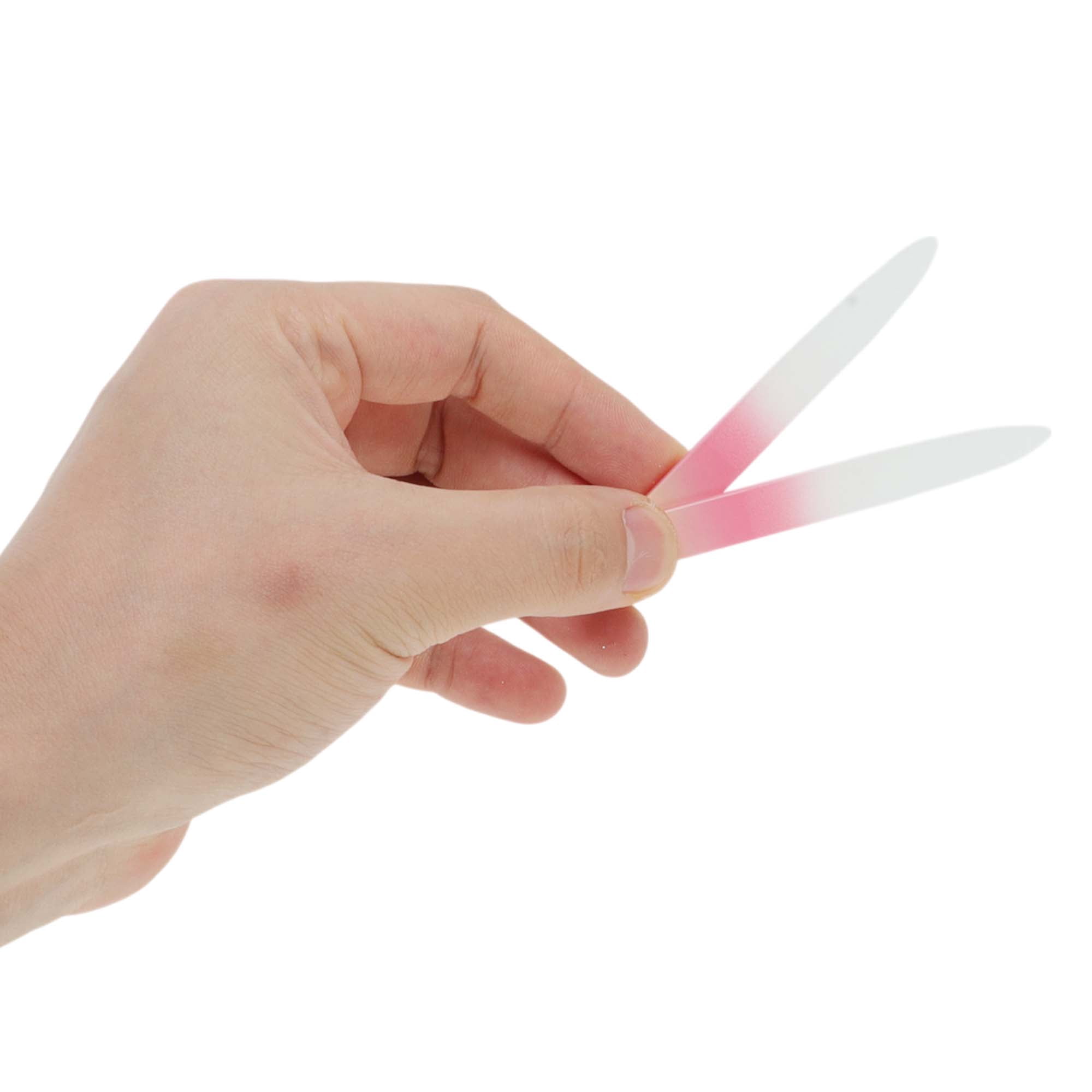 Unique Bargains Glass Multifunctional Nail File Manicure Tool Small 4 Pcs Yellow Red