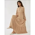 thumbnail image 2 of Textured Long Sleeve Crew Neck Maxi Dress, 2 of 7