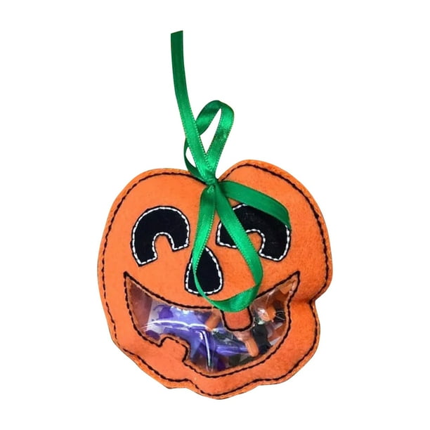 Fiudx Bolsa de Dulces de Fantasma de Halloween, Diseño de Purpurina Blanca, Bordado Transparente de Calabaza y Oso, Perfecta para Dulces o Tarjetas de Regalo, Decoración de Fiesta de Halloween, Tamañ