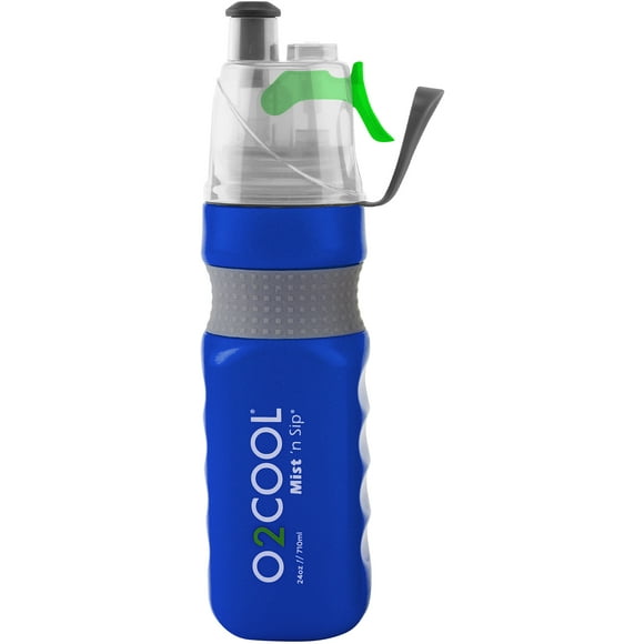 O2 Cool Power Flow Grip Band Bottle with Classic Mist 'N Sip Top 24 oz., Blue