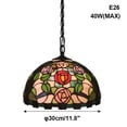 thumbnail image 3 of FSLiving Tiffany Pendant Lighting Swag Glass Lampshade Ceiling Lamp Colorful Chandelier with 15ft Plug-in UL On/Off Dimmer Switch Cord for Bedroom Background Wall,Bulbs Not Included - 1 Pack, 3 of 8