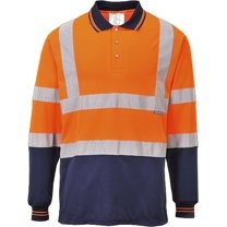 Portwest S279 Two-Tone Long Sleeve Polo Shirt Orange/Navy, 3X-Large