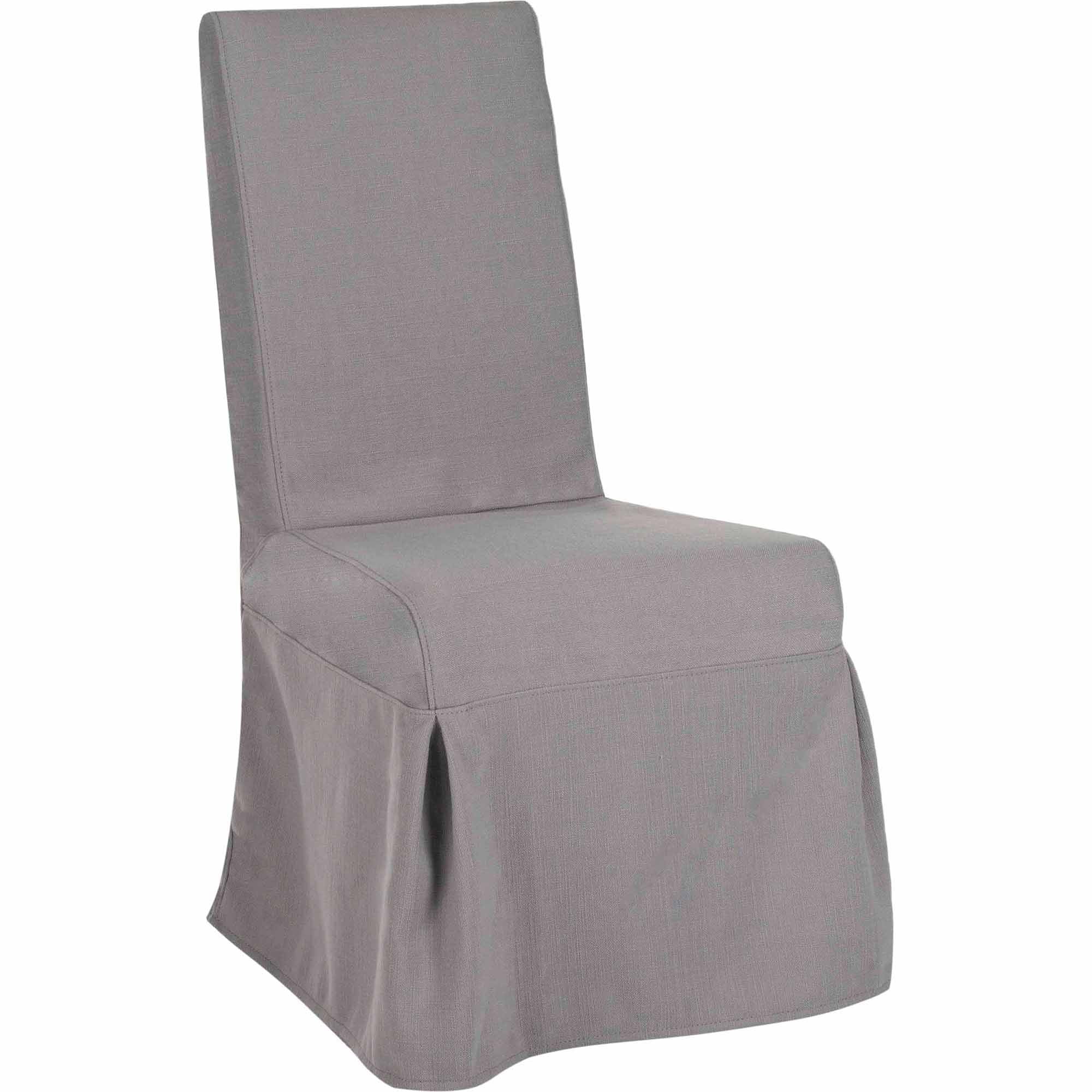 SAFAVIEH Adrianna 19''H Upholstered Rustic Slipcover Chair, Arctic Grey, Set of 2