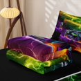 thumbnail image 6 of Manfei Speed Car Zipper Twin Comforter Sets with Fitted Sheet and 2 Pillowcases,Electric Spark Pattern Zipper Bedding Set,Multicolor,Black Reversible,4pcs, 6 of 8