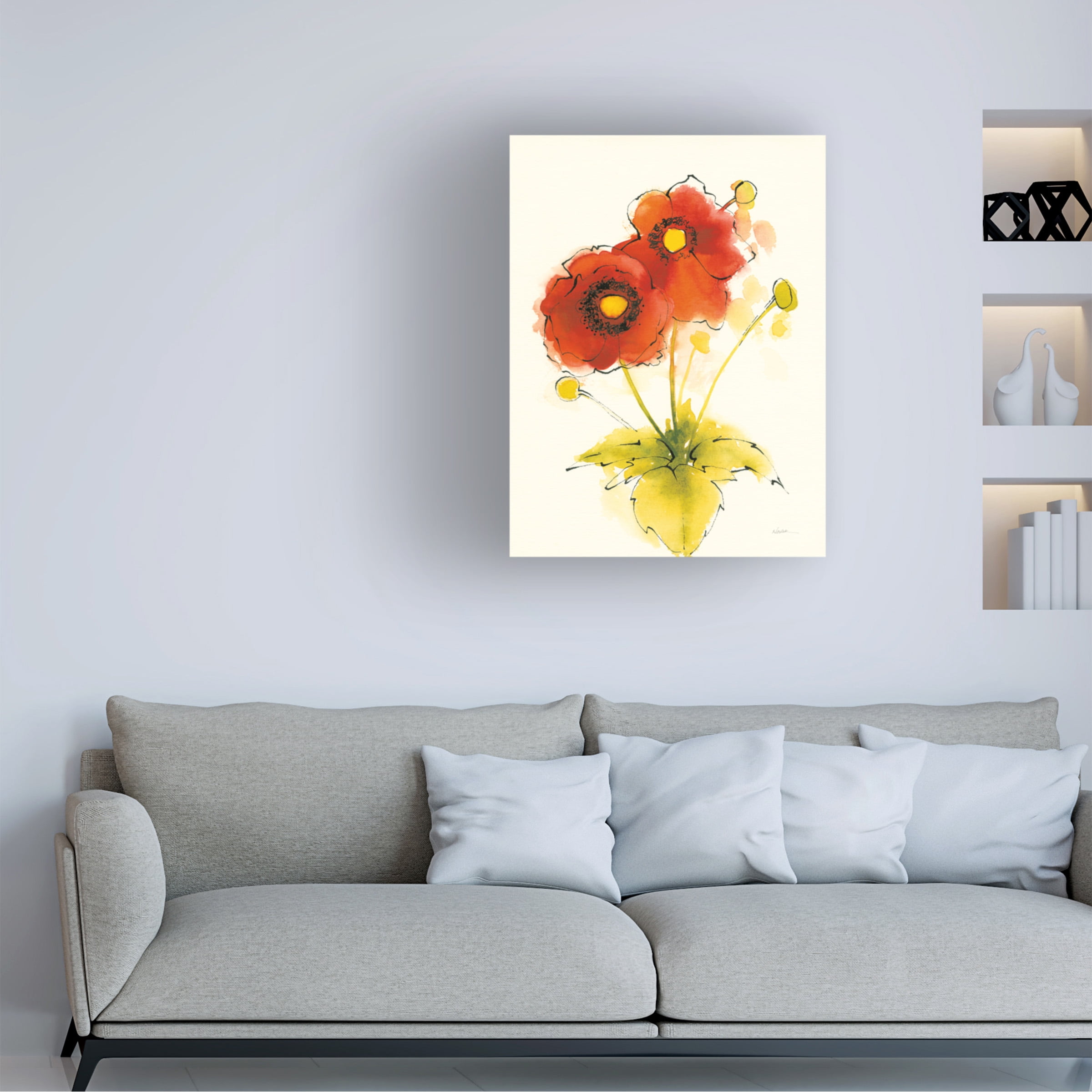 Shirley Novak 'Flores Rojas I' Canvas Art