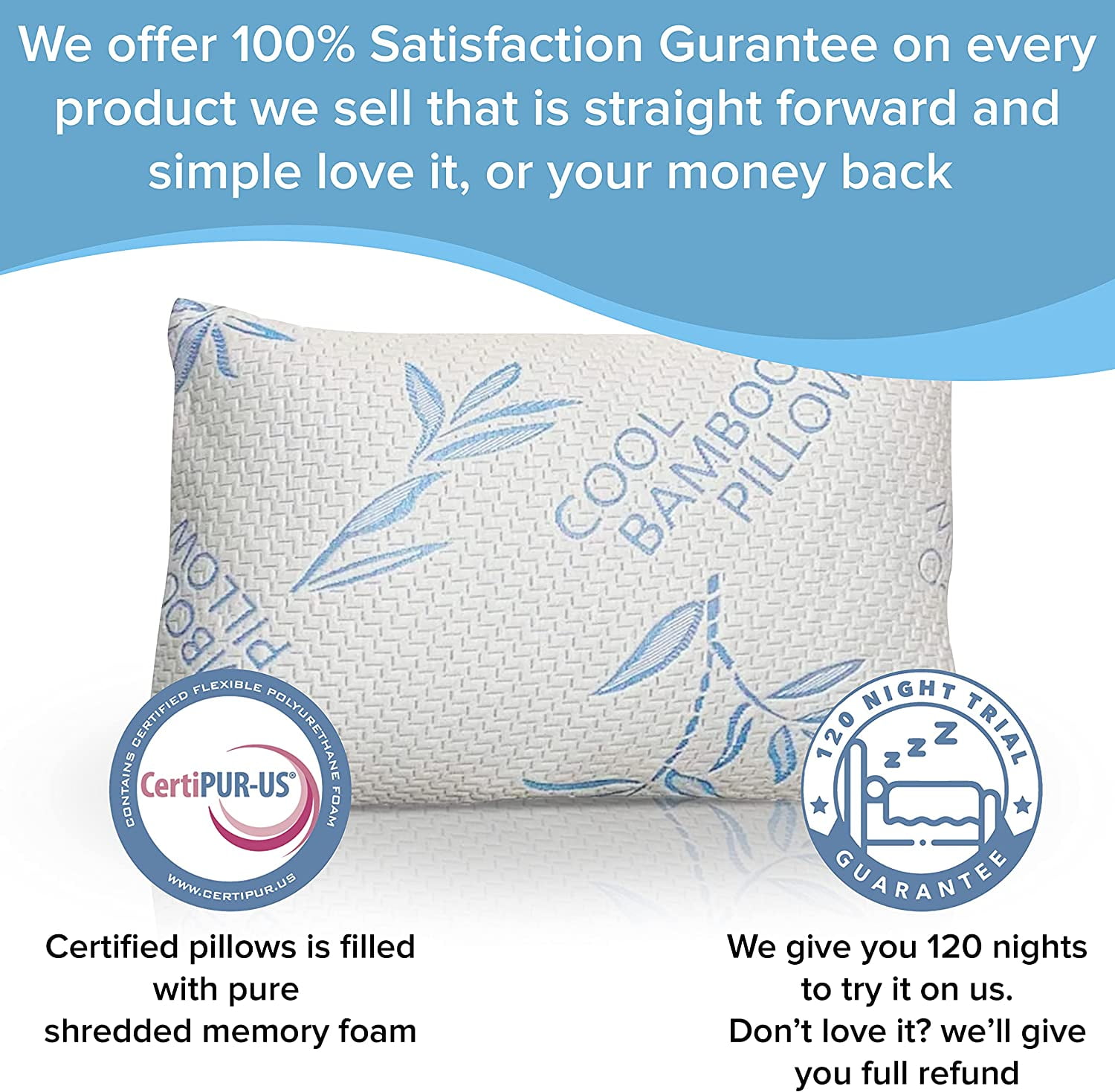 Mutlu Home Goods King Size Bamboo Pillow For Sleeping, Shredded Memory Foam Adjustable Bed Pillow with Hypoallergenic, Removable/Washable Bamboo Rayon Zipper Cover,2 Pack (King)