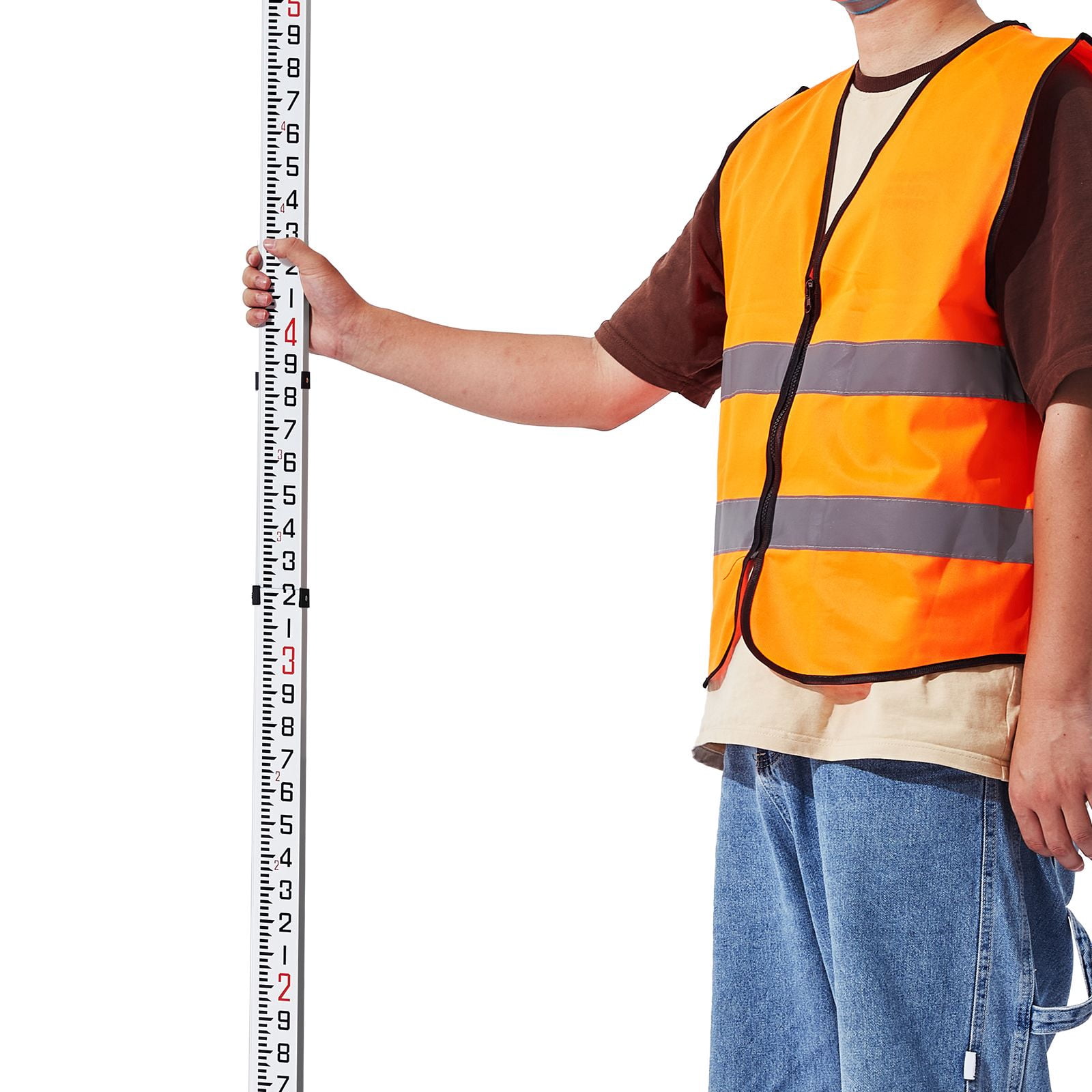 Aluminum Grade Rod, 9-Feet/10ths 3 Sections Telescopic Measuring Rod,Double-Sided Scale 1/10ft Leveling Rod Stick,Aluminum Alloy Survey Rod with Bubble Level&Carrying Bag for Houses,Walls,Floors