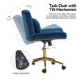 thumbnail image 4 of Adjustable Modern Swivel Velvet Desk Task Chair for Makeup Vanity Navy, 4 of 8