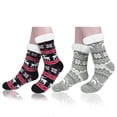 thumbnail image 5 of Loritta Women's Fuzzy Slipper Socks Winter Cozy Warm Thick Socks with Non-Slip Grippers, 2 Pairs, 5 of 7