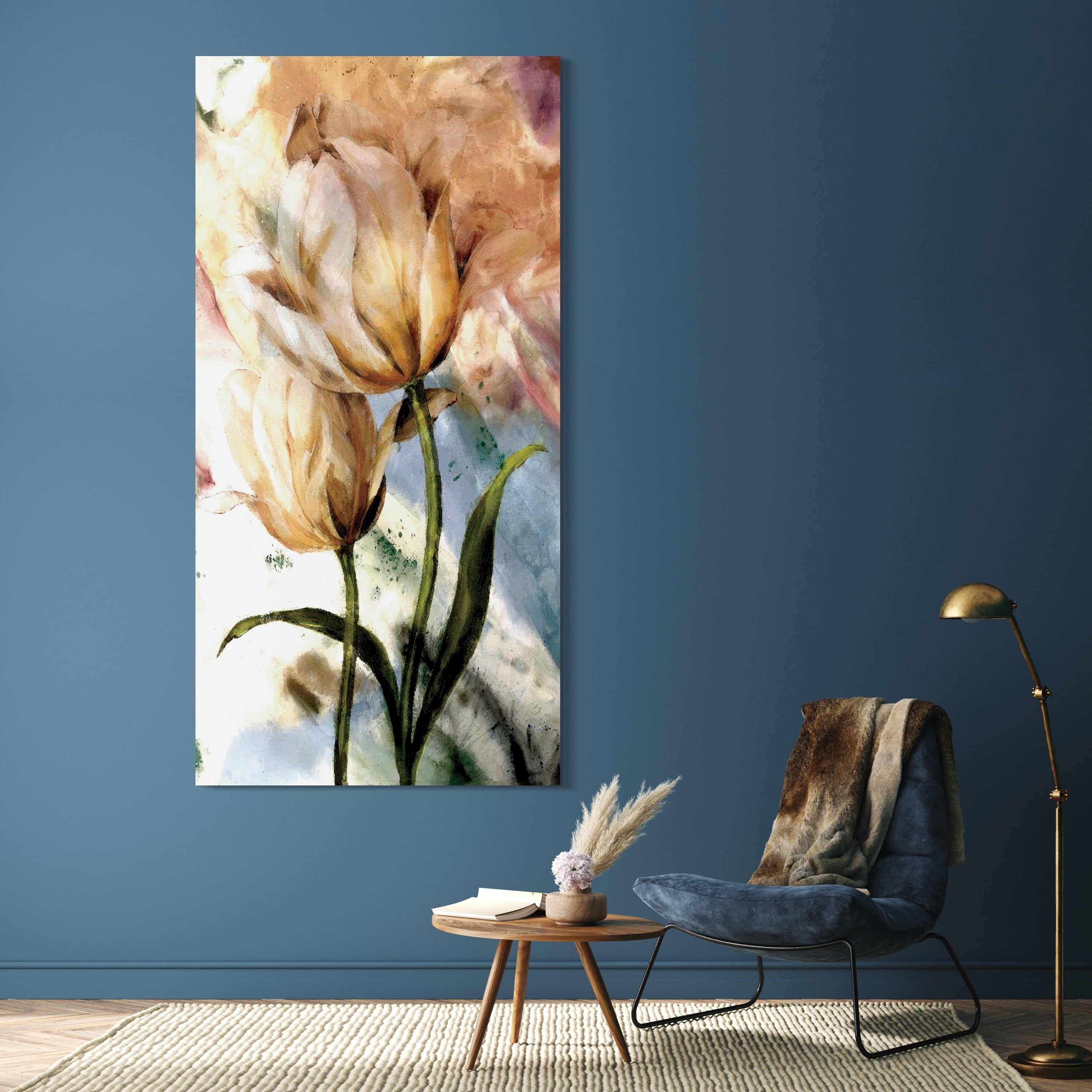 "Pastel Fleur I" Frameless Free Floating Reverse Printed Tempered Glass Wall Art