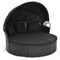 thumbnail image 3 of Costway Patio Round Daybed with Retractable Canopy Rattan Sectional Seating Black, 3 of 8