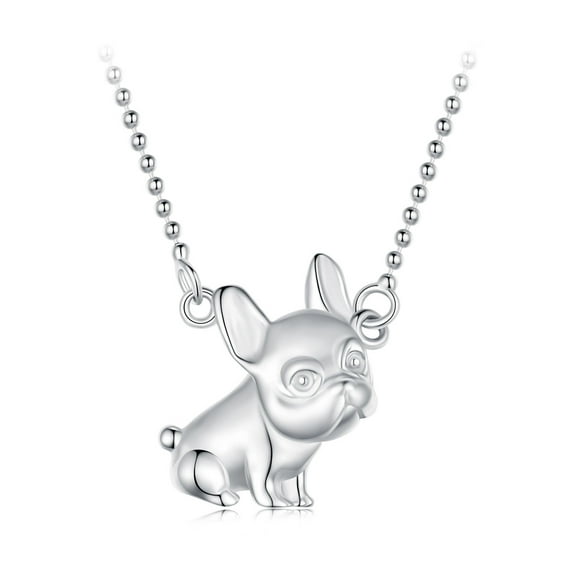 French Bulldog Charm Necklace - 925 Silver Adjustable Chain Delicate Pendant Jewelry for Women
