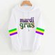 thumbnail image 1 of Uootdi Mardi Gras Womens Drawstring Hoodies for Women Carnival Crewneck Heart Print Hooded Long Sleeve Pullover Festive Color Block Loose Sweatshirts Gift, 1 of 4