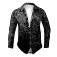 thumbnail image 3 of Mens Halloween Shirt Full Skeleton Floral Print Funny Button Down Lapel Long Sleeve Tops Fall Winter Outdoor Activities Shirts for Men Black XL, 3 of 5