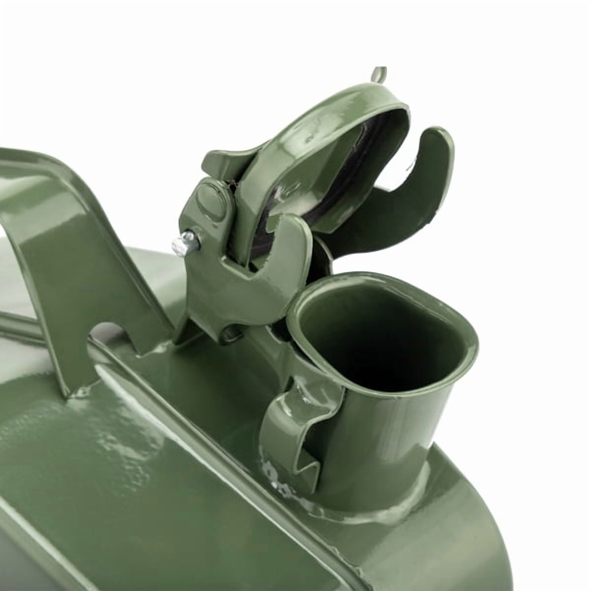 5L Army Green Military Fuel Can - American Style Oil Barrel w/ Inverted Pour Spout, 0.6mm Steel Gasoline & Diesel Storage Container, Portable