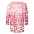 thumbnail image 4 of Ounisa T-Shirts de Saint-Valentin à Manches 3/4 Col Rond Imprimé Cœur pour Femmes, 4 of 5