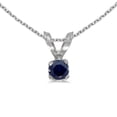 thumbnail image 1 of 10k White Gold Round Sapphire Pendant with 16" Chain, 1 of 4