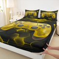 thumbnail image 4 of Erosebridal Vintage Gamepad Bed Sheets Set Twin Size, Yellow Bed Sheets Twin, Honeycomb Geometry Decor 3pcs, 4 of 6