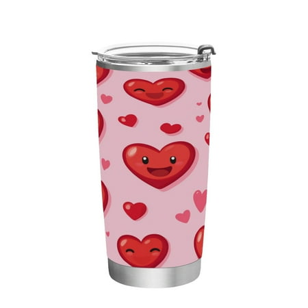 

20oz Double-Wall Vacuum Insulated Stainless Steel Tumbler with Straws Sports Mugs BPA-Free Heart-shaped Emoticons