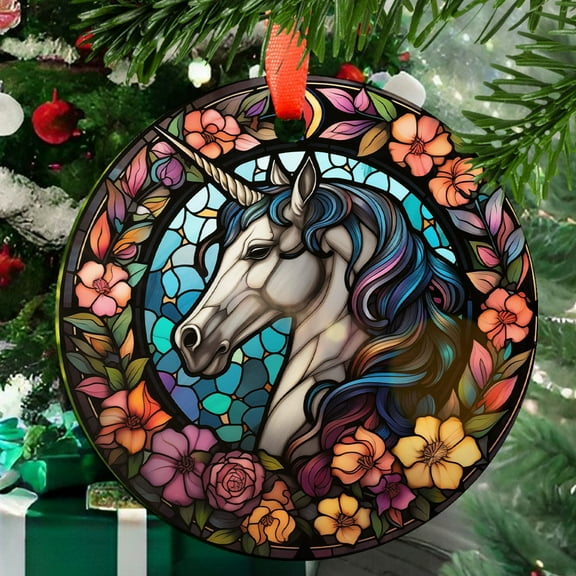 White Unicorn: Ornament Style Wall or Window Hanging, 2025, Holiday Decoration, Seasonal Keepsake Gift, Unique Collectible, Window Hanging, Home Decor 2025, Holiday Decoration,