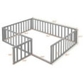 thumbnail image 2 of Full Size Classic Floor Bed with Full-Length Guardrail and Small Door, Kids Toddler Bed With Solid Wood Floor Bed Frame for Kids, Teens, Adults, Noise Free, No Box Spring Needed, Gray, 2 of 9