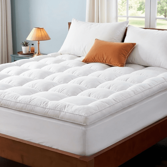 Extra Thick Cooling Mattress Topper, Pain-Relief Quilted Pad, Overfilled Down Alternative, Plush Full Size with Deep Pocket 8–21 Inch