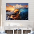 thumbnail image 2 of Designart "Sunrise Hues Blue and Orange Waves I" Extra Large Coastal Framed Wall Art - Coastal Blue Coastal Waves Living Room Framed Canvas Art, 2 of 7