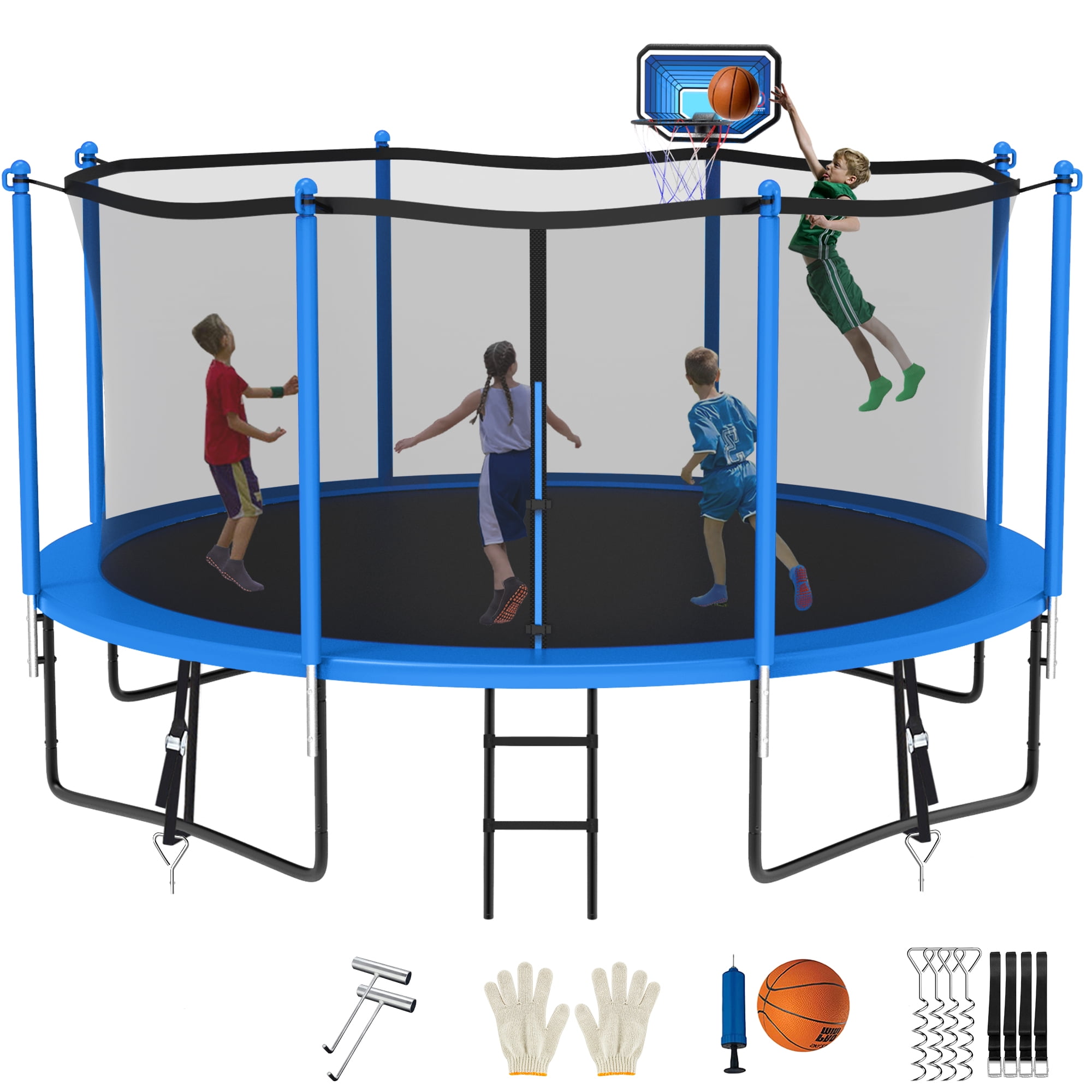 Jump Into Fun Trampoline 14FT, 1400LBS Trampoline for 3-4 Adults or 7-8 ...