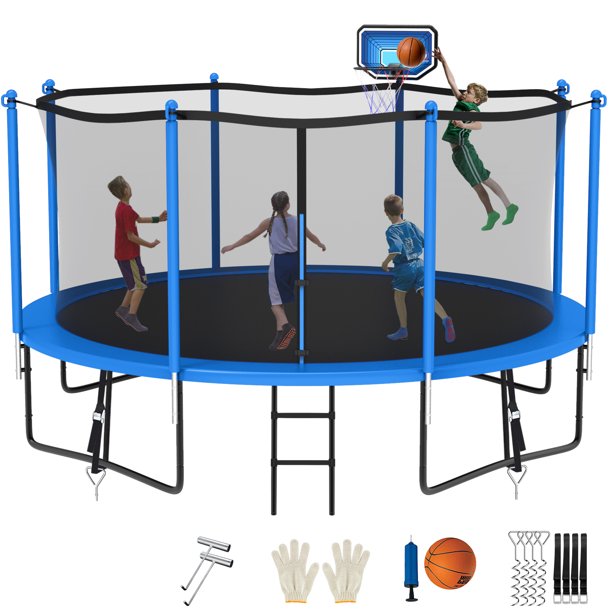 Jump Into Fun Trampoline 14FT, 1400LBS Trampoline for 34 Adults or 78