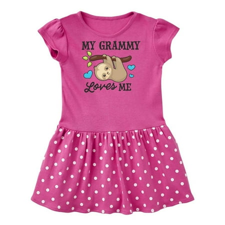 

Inktastic My Grammy Loves Me with Sloth and Hearts Gift Baby Girl Dress