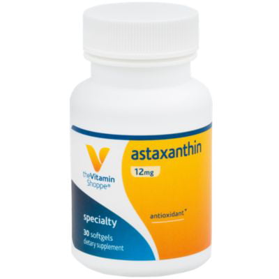 The Vitamin Shoppe Astaxanthin (Solasta™) Branded Ingredient 12mg  Antioxidant From MicroAlgae That Supports Brain  Heart Health and Skin for Healthy Aging (30