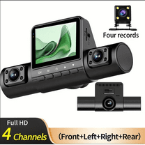 4 Channel Dash Cam with 1080P HD, Front Rear Side Camera, Loop Recording, Night Vision, 64GB