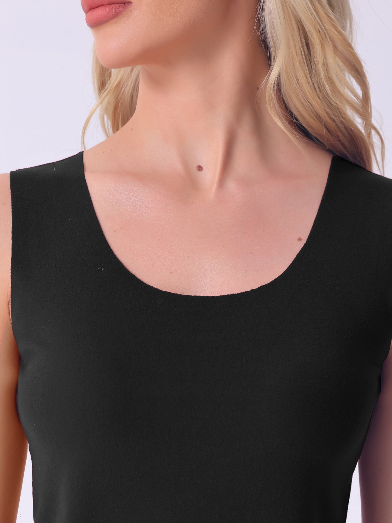 DARING DIVA Women's Tank Top Plush Sleeveless Warm Thick Layer Camisole L Black