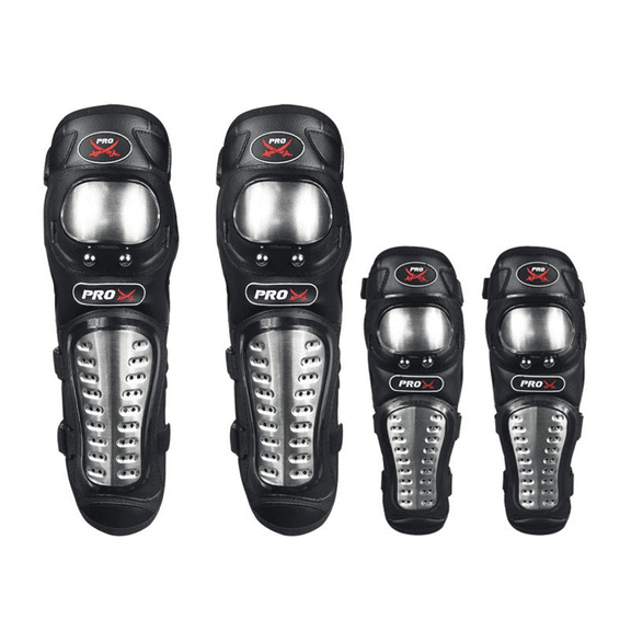 Alloy steel motorcycle knee and elbow pads, off-road motorcycle riding protection, adjustable knee and elbow pads, four-season universal outdoor sports equipment 4-piece set