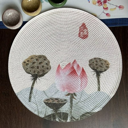 

QWZNDZG Chinese style table mat creative placemat Chinese printing waterproof and oil-proof dinner plate mat round placemat spot