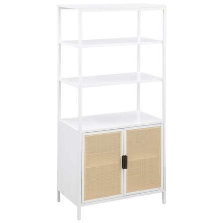 Amherst 4-shelf Radio Weave Cane Metal Accent Cabinet White
